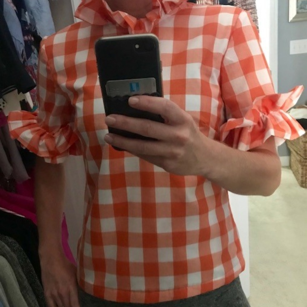 Elizabeth Wilson Nancy Jane top in Orange Gingham